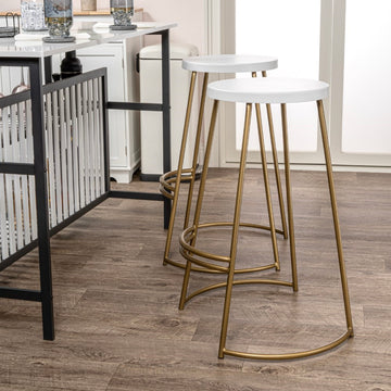 Hula 28.75" Modern Designer Iron Curved Backless Bar Stool - JONATHAN Y